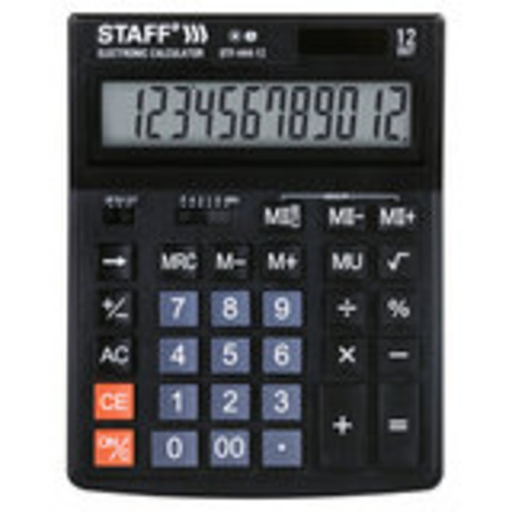 250303Калькулятор настольный STAFF STF-444-12 (199x153 мм), 12 разрядов, двойное питание