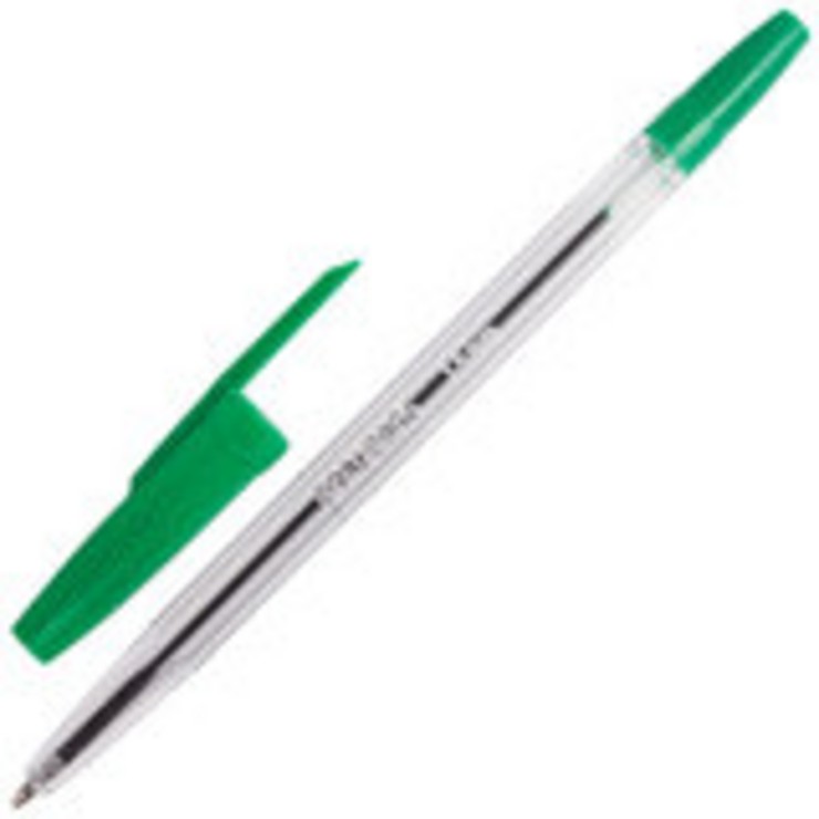 Ручка шариковая BRAUBERG Line, корпус прозрачный, толщ.письма 1,0 мм, 141342, зеленая