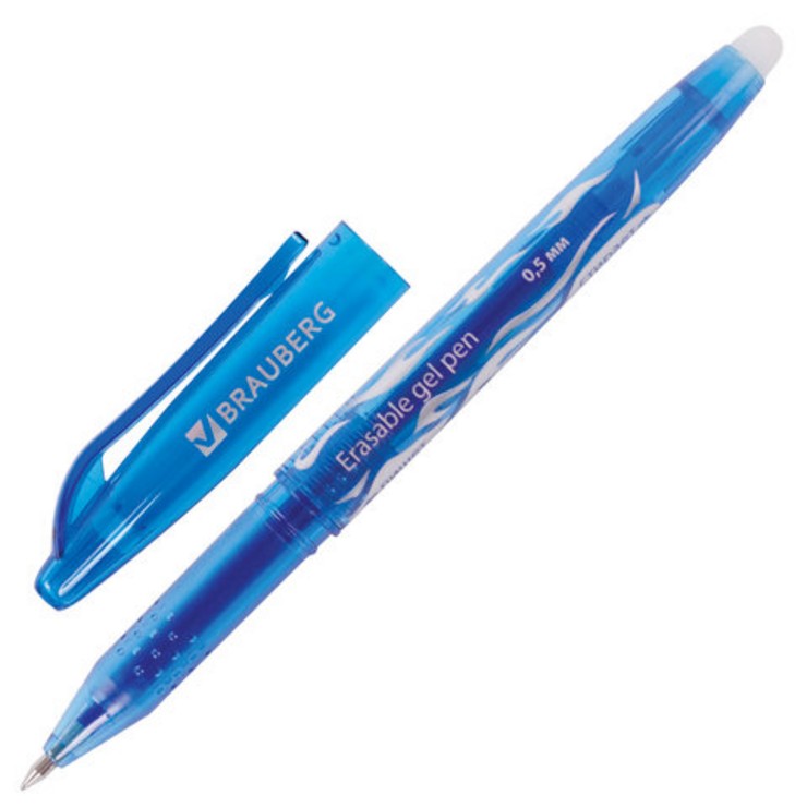 Ручка стираемая гелевая BRAUBERG, СИНЯЯ, узел 0,5 мм, линия письма 0,35 мм